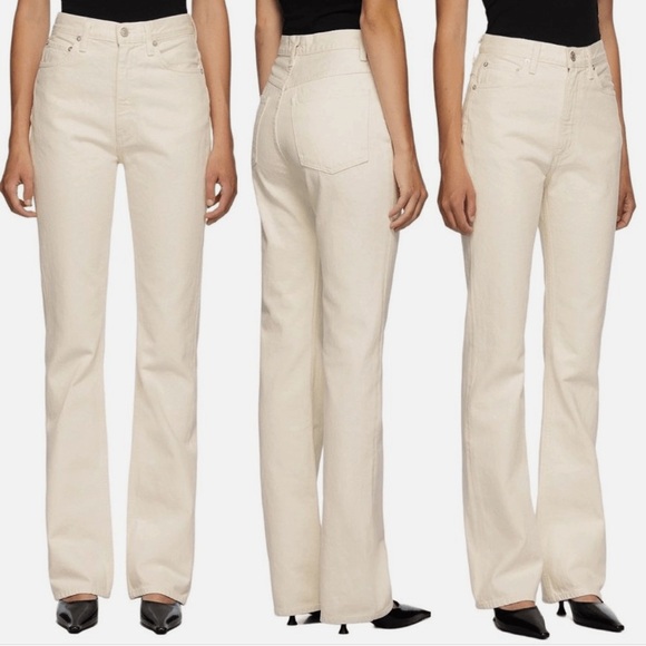 Agolde Vintage Flare Jeans High Rise 5 pocket Off White 100% Cotton Size 12/31 - Picture 1 of 8